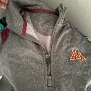 Gray and Maroon Quarter-Zip Pullover